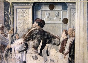 Het martelaarschap van Sint Christoffel, detail van de toeschouwers, c.1450-56