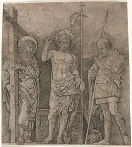 De verrezen Christus tussen St. Andreas en Longinus, vroege jaren 1470 door Andrea Mantegna