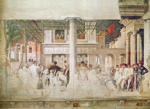 Het martelaarschap van Sint Christoffel en de verplaatsing van zijn lichaam (voor restauratie), c.1450-56 door Andrea Mantegna