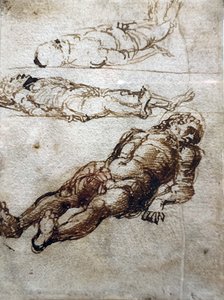 Drie studies voor de dode Christus door Andrea Mantegna
