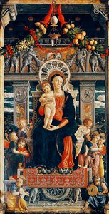 Maagd op de troon (detail) door Andrea Mantegna