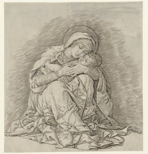 Zittende Maria met kind door Andrea Mantegna
