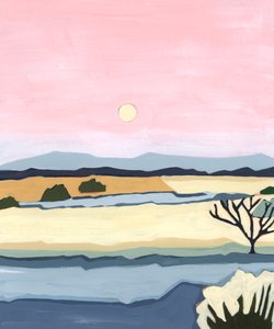 Roze zonsondergang over Villacuri, 2023 door Andrea Mejia