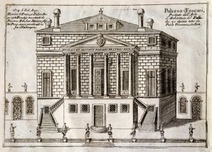 Hoofdfacade van Villa Foscari, bekend als La Malcontenta, Mira, ontworpen door Andrea Palladio