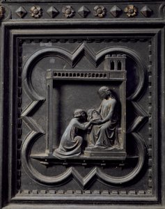 Salome Brengt het Hoofd van St. Johannes de Doper naar haar Moeder Herodias, Vrouw van Herodes, achttiende paneel van de Zuiddeuren van de Baptisterium van San Giovanni, 1336