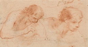 Twee studies van de buste van een man naar rechts gedraaid