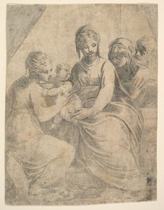 De Maagd en het Kind vergezeld door heiligen, ca. 1540-50 door Andrea Schiavone