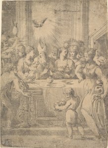 De presentatie van Christus in de tempel, ca. 1543-46 door Andrea Schiavone