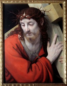 Christus draagt zijn kruis. Schilderij door Andrea Solario (1460-1522) door Andrea Solario