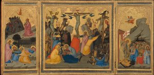 Scènes uit de passie van Christus: De doodsangst in de tuin, de kruisiging en de afdaling in de limbo (gehele drieluik)