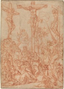 De Kruisiging door Andrea Vicentino