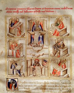Voorstelling van de kerkvaders: Sint Jan, Sint Ambrosius van Milaan, Sint Hiëronymus, Sint Gregorius de Grote en Sint Paulus in 