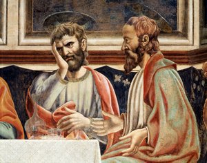 Laatste avondmaal, detail (Jakobus, zoon van Alfeüs en Simon) door Andrea del Castagno