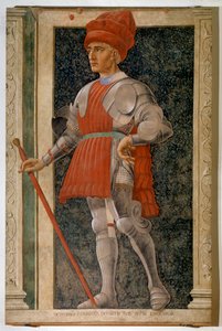 Portret van Farinata degli Uberti, Italiaanse aristocraat en militaire leider door Andrea del Castagno