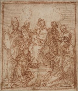 Madonna met Kind en acht heiligen op de troon (studie), 1528 door Andrea del Sarto