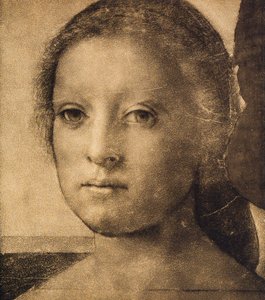 Hoofd van een jonge vrouw, tekening door Andrea del Sarto. Gabinetto dei Disegni e delle Stampe, Uffizi Gallery, Florence door Andrea del Sarto