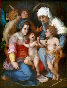 Madonna en Kind met Sint Elisabeth, Sint Johannes en twee engelen