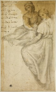 Sint-Anne en staande vrouw met schaal door Andrea del Sarto