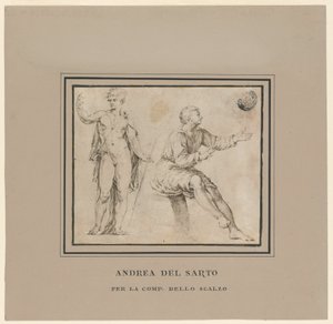 Schetsen van een Naaktfiguur in Klassieke Pose en een Zittende Figuur door Andrea del Sarto