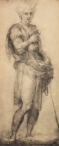 Studie van een mannelijk figuur, tekening door Andrea del Sarto. Gabinetto dei Disegni e Stampe, Uffizi Gallery, Florence door Andrea del Sarto