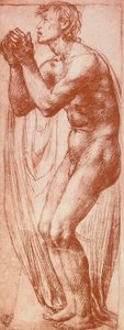 Studie van een mannelijke figuur; tekening door Andrea del Sarto. Gabinetto dei Disegni e delle Stampe, Uffizi Gallery, Florence