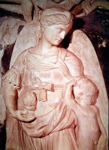 Liefdadigheid, van het grafmonument van kardinaal Forteguerri (marmer) (detail) door Andrea del Verrocchio