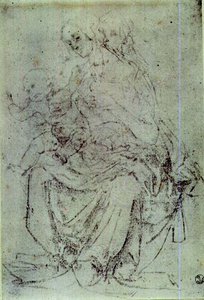 Studie van een Madonna en kind door Andrea del Verrocchio