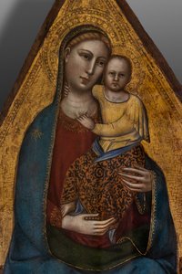 Madonna en kind op de troon door Andrea di Cione (attr.to) Orcagna