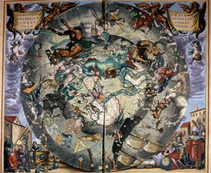 Voorstelling van het Zuidelijk Halfrond door Cellarius. 17e-eeuws boek.