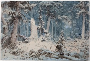 Besneeuwd bos door Andreas Achenbach