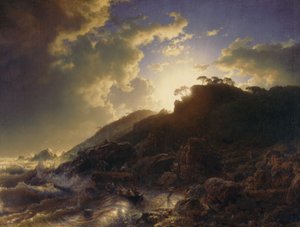 Zonsondergang na een storm aan de kust van Sicilië