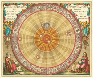 1660 Copernicaanse astronomische kaart in de vorm van concentrische cirkels