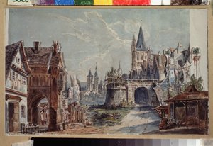 Voorbereidend decor voor het ballet Faust van Cesare Pugni door Andreas Leonhard Roller
