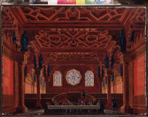 Decorontwerp voor de opera Roeslan en Ludmila van Milhail Glinka door Andreas Leonhard Roller