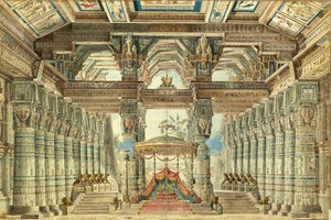 Toneelontwerp voor het ballet Caesar in Egypte door G. Haendel, 1834