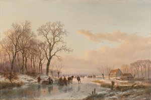 Een bevroren waterweg bij de Maas