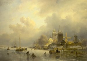 Een Uitzicht op Dortrecht, De Zaagmolen, 1843 door Andreas Schelfhout