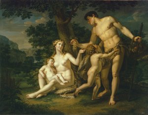 Adam en Eva met kinderen onder een boom door Andrei Ivanovich Ivanov