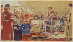 Het feestmaal van tsaar Alexis I Mikhailovich (de zeer vreedzame tsaar)