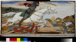 Prins Vassili Oekhtomski in de strijd tegen de Tataren aan de Wolga in 1469 door Andrei Petrovich Ryabushkin