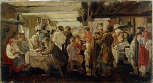 Een boerenbruiloft in de regio Tambov door Andrei Petrovich Ryabushkin
