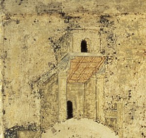 Detail van De Heilige Drie-eenheid, 1420s (tempera op paneel) (detail) door Andrei Rublev