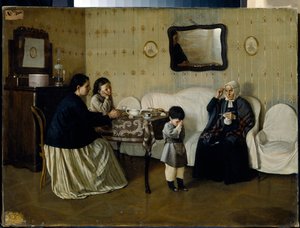 Een Familiochtend, een Kind Leren Bidden door Andrei Rumyantsev