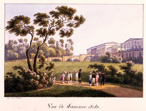 Uitzicht op de Cameron-galerij in het park in Tsarskoye Selo door Andrei Yefimovich Martynov