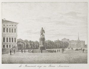Uitzicht op het Marsveld en het Suvorov-monument in Sint-Petersburg door Andrei Yefimovich Martynov