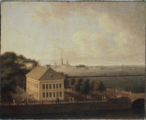 Uitzicht op de Neva en het zomerpaleis van Peter I