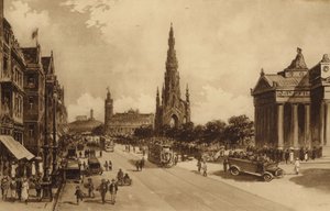 Edinburgh: Princes Street vanaf de Mound door Andrew Allan
