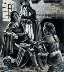 Koning Hendrik VI na de Slag bij St Albans op 22 mei 1455 (gouache op papier) door Andrew Howat
