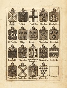 Wapen van de Bisschoppen van Bath & Wells, Bristol, Carlisle, Chester, Chichester, enz. door Andrew Johnston