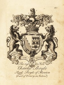 Wapen van de Zeer Eerwaarde Charles Boyle, Lord Boyle van Marston, 4e Graaf van Orrery in Ierland door Andrew Johnston